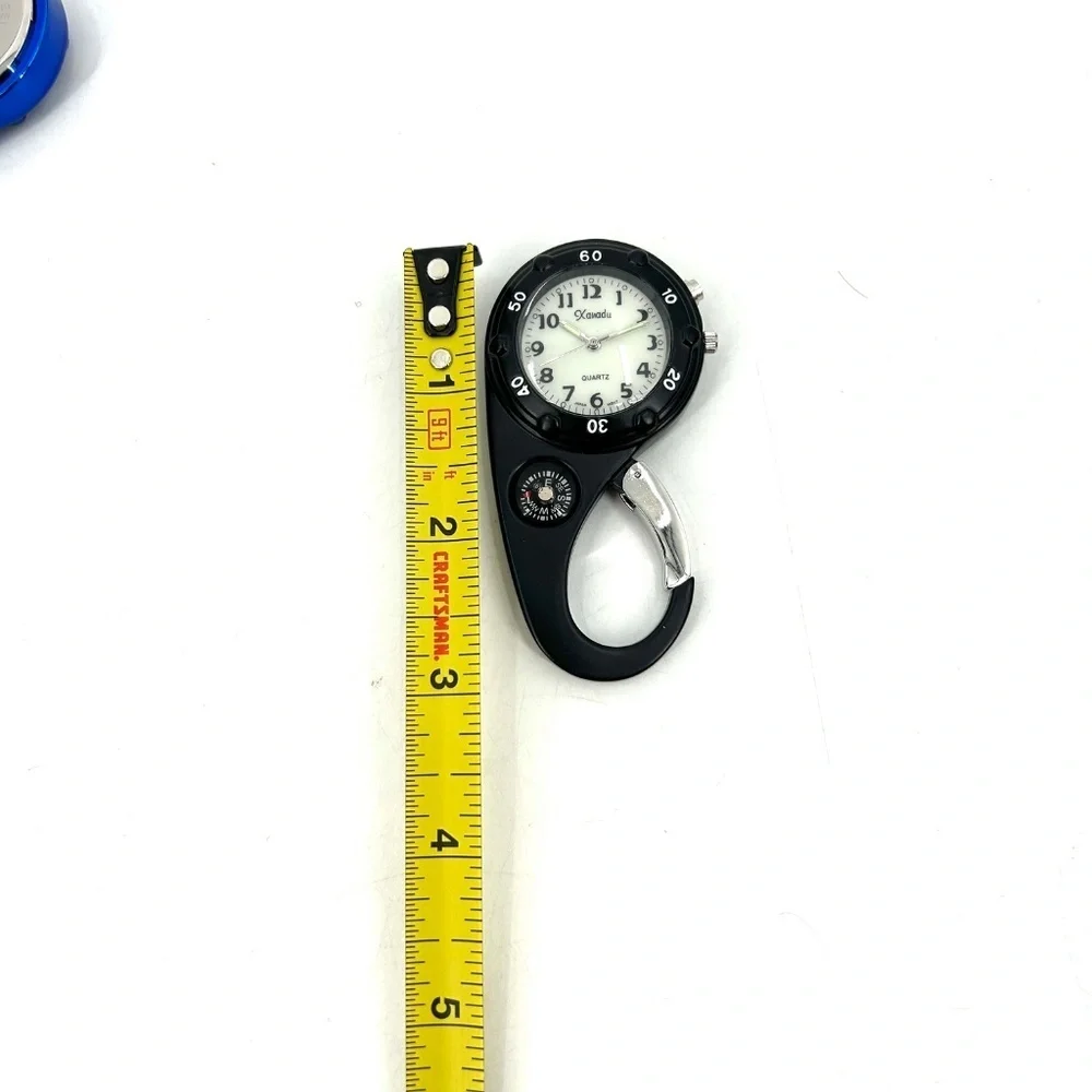 Set of 8 Black Gold Blue Bronze Watch Compass Keychain Clip Needs New Batteries